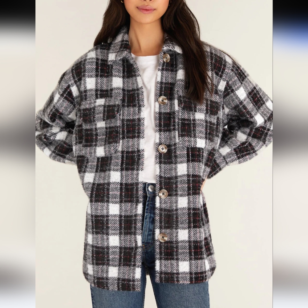 Z Supply Indigo Plaid Tucker Jacket Sz.L NWT